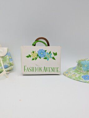 Vintage 90s Barbie Fashion Avenue Floral Hat Backpack Shopping Bag Accessories